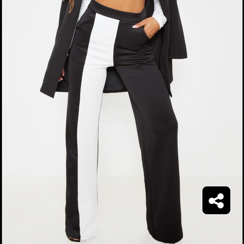 Prettylittlething scuba contrast pants wide leg